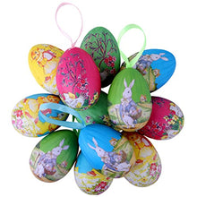 Load image into Gallery viewer, Mikccer 12pcs Easter Eggs, Vintage Paper Mache Egg Hanging Ornaments, Easter Tree Decorations With Ribbon, Easter Crafts for Kids DIY Home Decor, Colorful Easter Presents for Children
