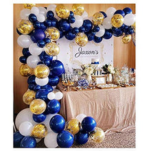 Load image into Gallery viewer, Soonlyn Navy Blue Gold Balloon Garland 130 Pcs 12 Inch Confetti Balloons Matte White Latex Balloon Arch Kit with Balloon Accessories for Baby Shower 1st Birthday Wedding Party
