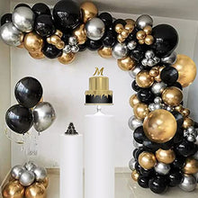 Load image into Gallery viewer, Balloon Arch Kit, Black and Gold Balloons , 100 PCS Balloon Arch Garland Kit,Metal Balloons for Christmas Decorations Birthday Wedding Anniversary Party Graduation
