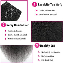 Load image into Gallery viewer, Kinky Straight Clip In Human Hair Extensions 10 inch/120g Coarse Yaki Natural Human Hair Clip Ins 8pcs/set for Black Women Natural Color (10 inch)
