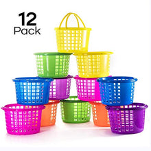 Load image into Gallery viewer, Prextex 12 Bright Coloured Plastic Easter Egg Hunt Baskets for Kids,Great Easter Basket with Handle for Children Easter Parties, Gift Baskets, 9cm High
