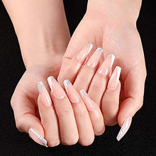 Load image into Gallery viewer, Sethexy French Ballerina False Nail Long Pink Bling Coffin Fake Nails 24Pcs Acrylic Art Press on Nail Tips for Women and Girls
