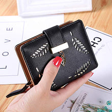 Load image into Gallery viewer, Ladies Purse Wallet, Womens Small Bifold Leather Purses Handbag with Cash/ID/Credit Card Holder Hollow Leaf, Ladies Vegan Coin Purses Wallet Money Bags with Zip Birthday Xmas Gifts for Women Girls
