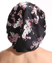 Load image into Gallery viewer, Shower Cap Satin Bonnet Silk Sleep Headscarf For Sleeping Hair Hat Chemo Headwear Black Net Womens Curly Girl Wrap Night Ladies Scarf Beanie Afro Hijab African Head Deep Conditioning Medical Treatment
