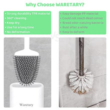 Load image into Gallery viewer, Waretary Silicone Toilet Brush and Holder Set, Soft &amp; Flexible Bristles, Quick Drying and Anti-drip Base, Wall Mounted/Flooring Holder, Deep Cleaner Loo Brush
