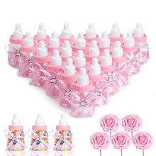 Load image into Gallery viewer, N&amp;T NIETING Baby Shower Feeding Bottle, 24Pcs Baby Shower Favours with 5Pcs Artificial Roses Pink Sweets Candy Box for Baby Shower Decoration
