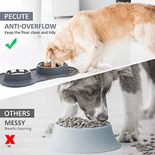 Load image into Gallery viewer, pecute Dog Bowls Non Slip, Stainless Steel Double Bowls Set with Non-Spill Silicone Mats Tray for Medium Large Dogs Water &amp; Food Feeding Dishes(26 + 56 Ounce, Grey)
