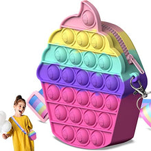 Load image into Gallery viewer, Pop Push It Bag, YOINGO Poppet Fidget Bag Toy Purse, 2 in 1 Popit Bag Handbags with Adjustable Shoulder Strap Length, Anti Stress Silicone Push Bubble Messenger Bag for Girls Kids Adults(Ice Cream)
