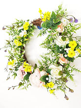 Load image into Gallery viewer, FLCSIed Artificial Peony Wreath Handmade Flower Wreath with Eucalyptus Leaves Summer Spring Grapevine Wreaths Decoration for Door Farmhouse Party Wedding Home Wall Hanging Decor
