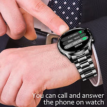Load image into Gallery viewer, BEN NEVIS Men Smart Watch, Receive Make Call Voice Waterproof Fitness Sport Watch Sounds with 24/7 Heart Rate Blood Pressure Sleep Auto Monitor Step Counter Staninless Steel Metal for Android iOS

