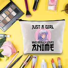 Load image into Gallery viewer, LEVLO Anime Fans Make up Bag Anime Lover Gift Just A Girl Who Really Loves Anime Cosmetic Make up Bag For Women Girls, Loves Anime,
