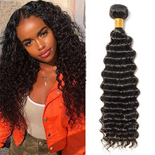 Load image into Gallery viewer, 10&quot;-24&quot; Deep Wave Brazilian Virgin Human Hair Weave Bundles Remy Hair Extensions Weave Weft #1B Natural Black (14 inch-100g)

