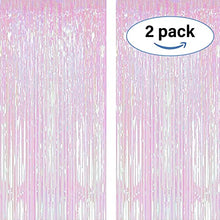 Load image into Gallery viewer, SMALUCK 2 Pack 6.5Ft Rainbow Foil Fringe Curtains, Metallic Streamers Backdrop for Christmas Hanging Streamers for Party/Prom/Birthday Favors

