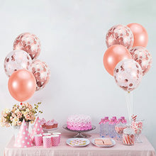 Load image into Gallery viewer, Pllieay 21 Pieces Rose Gold Confetti Balloons Set Including Rose Gold, Pink, White Confetti Balloons, Rose Gold Latex Balloons and 1 Roll Balloon Ribbon for Birthday, Wedding Party Decorations
