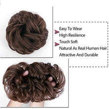 Load image into Gallery viewer, Scrunchy Hair Bun Extensions Messy Curly Hair Scrunchies Hairpieces Synthetic Donut Updo Hair Pieces Wavy Curly Wigs for Women Girls (Dark color)
