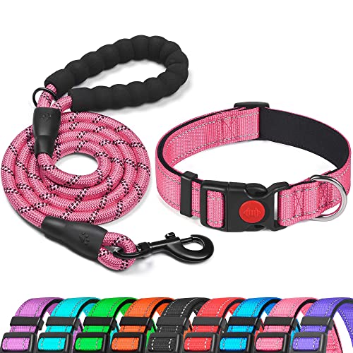 haapaw Reflective Dog Collar Padded with Soft Neoprene Breathable Adjustable Nylon Dog Collars for Small Medium Large Dogs