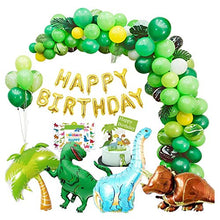 Load image into Gallery viewer, Dinosaur Birthday Party Decorations 214 pcs Happy Birthday Banner Garland &amp; Arch Kit Dino Party Supplies Dinosaur Party Balloons

