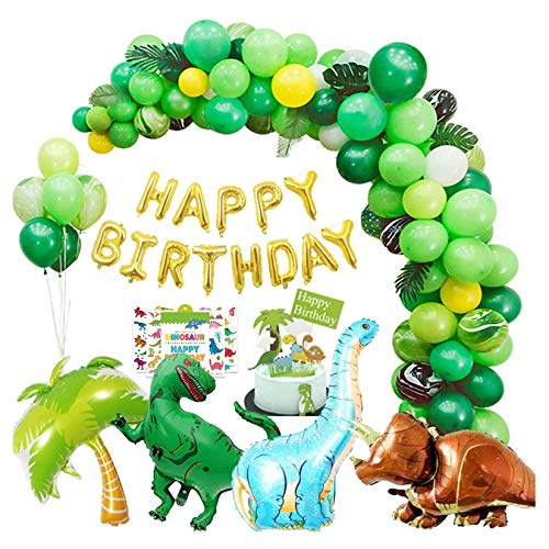 Dinosaur Birthday Party Decorations 214 pcs Happy Birthday Banner Garland & Arch Kit Dino Party Supplies Dinosaur Party Balloons