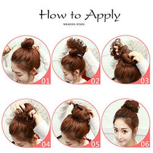 Load image into Gallery viewer, Tousled Updo Messy Bun Hair Piece Scrunchies Wavy Bun Extensions Rubber Band Elastic Scrunchie Chignon Instant Ponytail Hairpiece for Women Medium Brown
