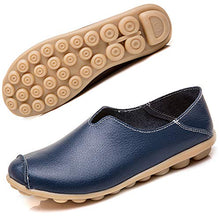Load image into Gallery viewer, Women's Leather Shoes Loafers Moccasins Casual Slip On Flats Driving Shoes Boat Shoes Size Dark-Blue UK6,5=CN41
