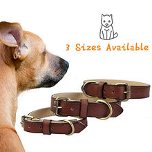 Load image into Gallery viewer, Adjustable Genuine Soft Leather Dog Collar of Padded Best for Small Medium Large Breed Dogs(M, Brown)
