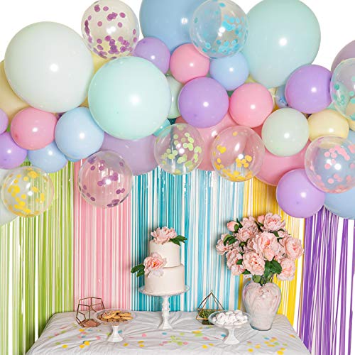 Pastel Balloon Garland Kit - Macaron Balloon Arch Kit for Parties - Small and Large Balloons, Gold Confetti, Mint, Pink Balloons, Balloon Pump, Balloon Tape etc - Latex Balloon Column