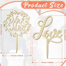 Load image into Gallery viewer, Wedding Cake Topper 2 Pieces Love Letters Engagement Decoration Favor Mr and Mrs Cake Topper Wooden Wedding Cake Decorations Rustic Wood Wedding Topper for Cakes Anniversary Party Decoration
