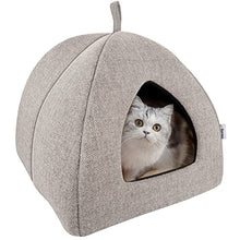 Load image into Gallery viewer, Docatgo Pet Tent Cave Igloo Bed for Cats/Small Dogs - 38x38x40cm 2-In-1 Cat Tent/Cat Bed House with Removable Washable Cushion Pillowslip - Microfiber Indoor Outdoor Pet Beds
