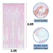 Load image into Gallery viewer, SMALUCK 2 Pack 6.5Ft Rainbow Foil Fringe Curtains, Metallic Streamers Backdrop for Christmas Hanging Streamers for Party/Prom/Birthday Favors

