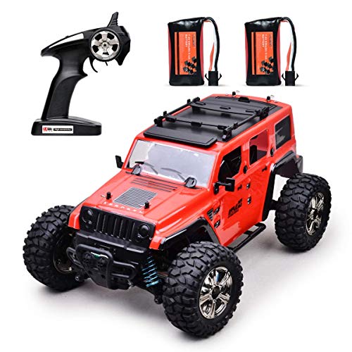 MKZDGM Remote Control High Speed RC Cars 4WD Rock Racer Off-Road 4x4 Electric，2.4Ghz 1:14 Scale RTR Hobby Grade Cross 25KM/H Remote Control Truck (1521red-uk)