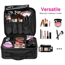 Load image into Gallery viewer, Luxspire Makeup Cosmetic Storage Case, Professional Make up Train Case Cosmetic Box Portable Travel Artist Storage Bag Brushes Bag Toiletry Organizer Tool with Adjustable Dividers, Black
