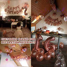 Load image into Gallery viewer, iZoeL Rose Gold Birthday Party Decoration for Girls Women Happy Birthday Banner, Rose Gold Fringe Curtain Foil Tablecloth, Heart Star Confetti Balloons and 10g Table Confetti
