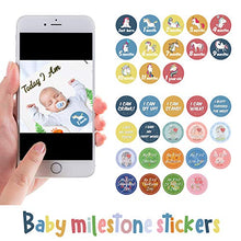 Load image into Gallery viewer, WATINC Baby Flannel Monthly Milestone Blanket with Milestone Stickers and Towel Christmas Birthday Party Gift for Boys Girls
