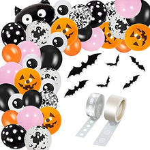 Load image into Gallery viewer, Halloween Balloons Arch Garland Kit 90Pcs Halloween Theme Balloons with Bats Black and Orange Latex Balloons Agate Balloons and Balloon Arch Kit for Halloween Party Indoor Outdoor Decorations
