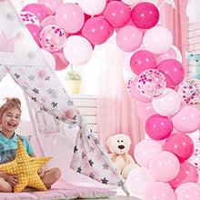 Load image into Gallery viewer, Whaline Balloon Arch &amp; Garland Kit, Pink Hotpink White Latex Balloons &amp; Confetti Balloons Set with 16ft Balloon Strip Tape,1pcs Tying Tool, 100 Glue Points for Wedding Birthday Baby Shower Party Decor

