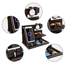 Load image into Gallery viewer, Gifts for Men Fathers Day Presents for Dad Birthday Gifts for Him Mens Bedside Organiser for Him Wooden Docking Station for Men Bedside Gadgets for Dad Grandad Gifts Bedside Table Organiser（Black）
