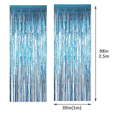 Load image into Gallery viewer, Metallic Tinsel Curtains/Foil Curtain/Streamers Backdrop Fringe Curtains for Birthday Wedding Party,DIY Photo Booth Decorations, Door Window Backdrop Background Photo Props(1x2.5m) (Light Blue)
