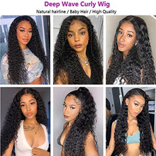 Load image into Gallery viewer, Brazillian Deep Wave Frontal Wig Transparent Lace Front Human Hair Wigs 13X4 Lace Frontal Deep Curly 4X4 Closure Wig 4 X 4 32inch 180%
