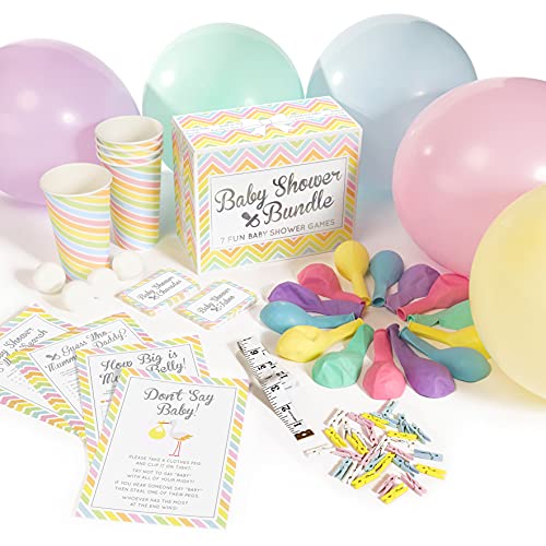 Baby Shower Bundle - 7 Hilarious Baby Shower Games (classy party games pack for 1-20 guests - unisex/girls/boys)