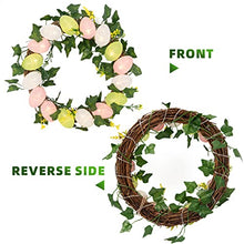 Load image into Gallery viewer, Vanthylit Easter Wreath with Lights 30cm Easter Egg Wreath for Front Door Battery Operated Spring Wreath with Rattan Twigs Ivy Vines for Window Wall Home Party Easter Decoration
