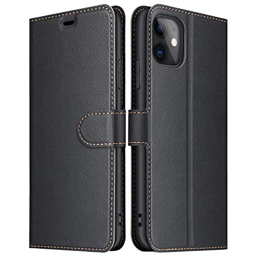ELESNOW Case Compatible with iPhone 11, High-grade Leather Flip Wallet Phone Case Cover for Apple iPhone 11 (Black)