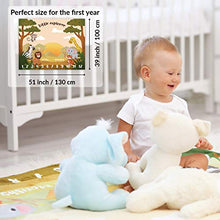 Load image into Gallery viewer, Baby Milestone Blanket | Monthly Photo Mat for Boy or Girl, Unisex | Safari &amp; Jungle Theme | Personalised Baby Shower Present for New Mums | Age Mat | Soft &amp; Comfortable | Includes Coloured Frames
