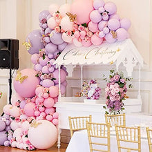 Load image into Gallery viewer, Balloon Garland Arch Kit, 170Pcs Macaron Balloon Garland Kit Including Purple, Pink, Orange Latex balloons, Balloon Garland Backdrop for Baby Shower,Birthday Party,Jungle Safari Party Decoration.
