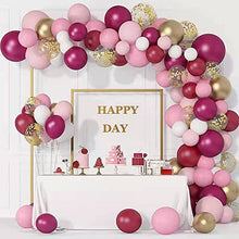 Load image into Gallery viewer, Balloon Garland Arch Kit，WINAROI 100 Pcs Burgundy Pink Metallic Latex Balloons Arch Kit with 16ft Tape Strip &amp; Dot for Baby Shower Decorations, Wedding Birthday
