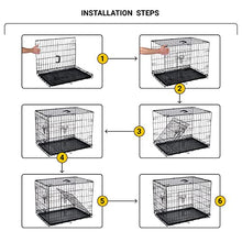 Load image into Gallery viewer, Dog Puppy Cage Folding 2 Door Crate with Metal Tray Large 36-inch Black
