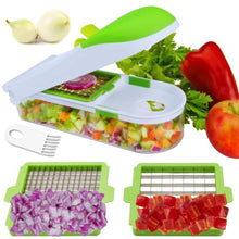 Load image into Gallery viewer, Brieftons QuickPush Food Chopper (Classic): Kitchen Vegetable Fruit Dicer, Onion Tomato Potato Fries Cutter, with 2 Dicing Blades, 5 Bonus Recipe Ebooks
