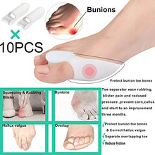 Load image into Gallery viewer, 10 Pack Gel Big Toe Separator and Bunion Protectors DYKOOK Gel Bunion Pads &amp; Bunion Corrector Toe Straightener Spreads Big Toe Straightens Overlapping Toe Relief Bunions,Calluses Pain
