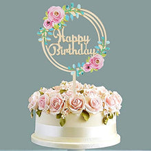 Load image into Gallery viewer, 3 Pcs Flowers Cake Toppers Acrylic Happy Birthday Cake Toppers Various Birthday Party Wedding Cake Decoration
