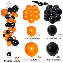 Load image into Gallery viewer, KAINSY Halloween Balloon Arch Garland Kit, Halloween Balloon Decorations, Black Orange Balloon Set with Spider Skull Balloon Web and 3D Bat for Halloween Party Decor Indoor Outdoor
