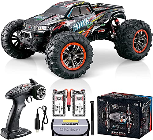 Hosim Remote Control Car, 1:10 RC Cars Off Road 4x4, High Speed Monster Truck 46 km/h, Hobby Grade Radio Controlled Racing Car for Children, Adults & Hobbyist (Red)